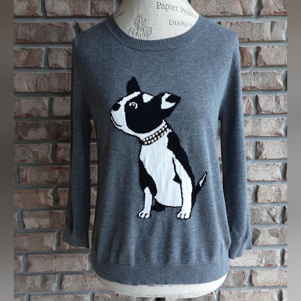 Bulldog Novelty Long Sleeve Cotton Blend Sweater Size Medium.